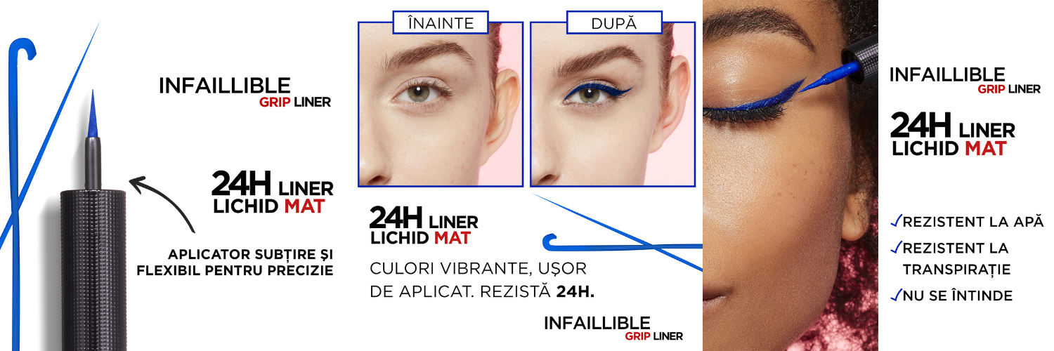 Tus lichid pentru ochi Infaillible Grip Linner 24h, 02 Blue, 6 ml, Loreal Paris